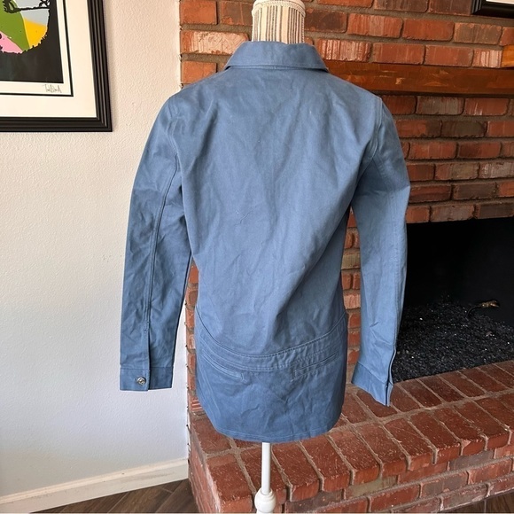 NWT ZARA Blue Coated Denim Button Down Utility Mini Dress Sz M - Picture 9 of 10